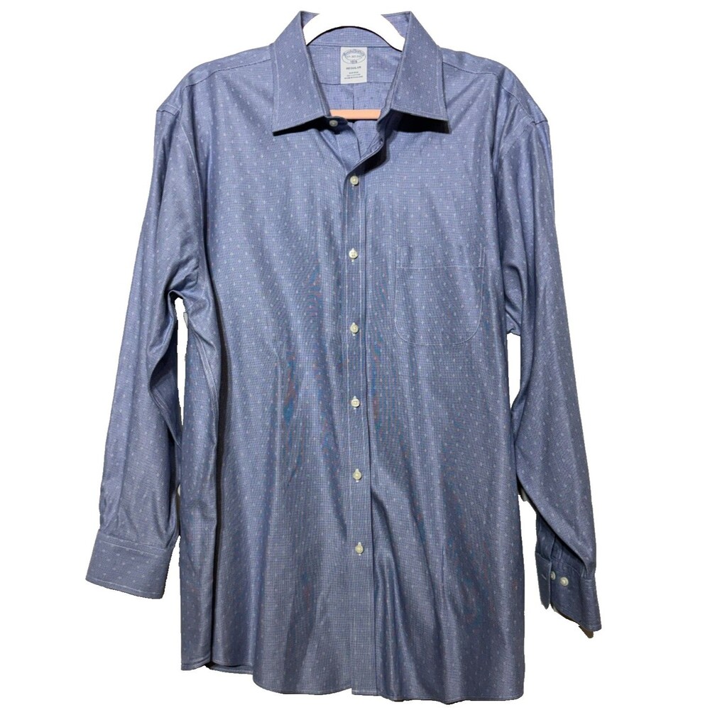 Brooks Brothers 1818 Mens Regular Fit 17-32/33 Blue Non-Iron Button Down EUC